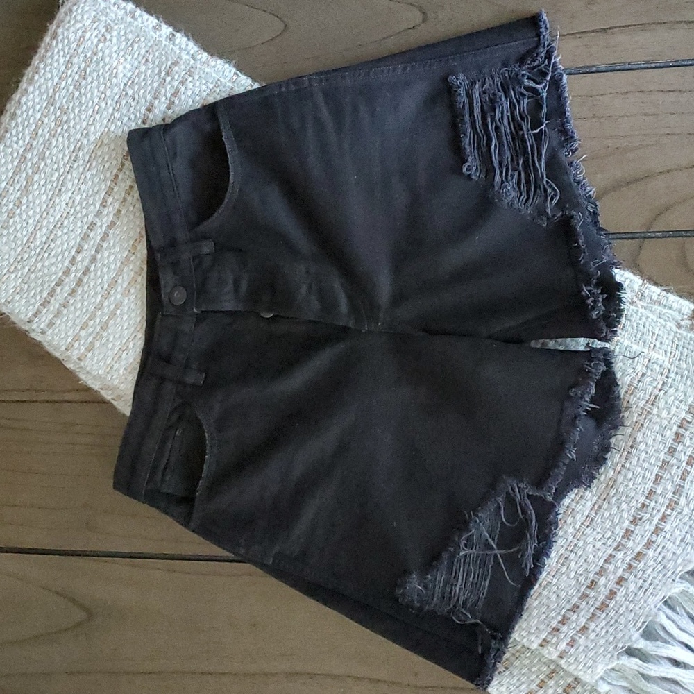 3x1 Women's Black Blake High-rise Denim Shorts, 28